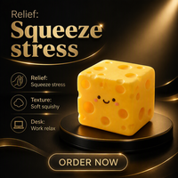 Jouet Squishy en forme de cube de fromage jaune, doux, à remontée lente, anti-stress, jouet sensoriel