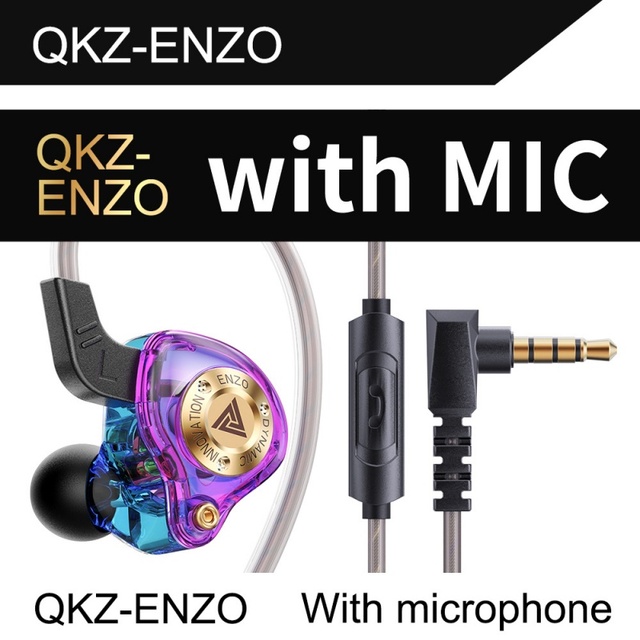 Original QKZ-ENZO Dynamic in Ear Earphone HIFI DJ Monitor Earphones Earbud 3.5mm Port Sport Headset KZ ZSTX ZSN PRO EDC