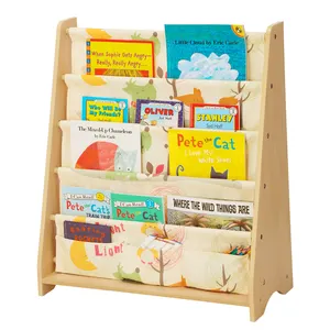 SONGMICS儿童书籍储物架可调易组装木质多层儿童家具地板书柜