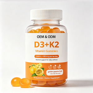 Gomitas de Vitamina D3 5000 UI K2 MK-7 de Marca Privada OEM y ODM, 90 Unidades, Sin Azúcar, Apoyo para Huesos e Inmunidad, a Granel - Product Image 1