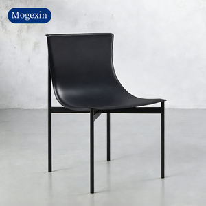 Modern Italian Luxury Leather Dining <b>Chair</b> with <b>Black</b> Metal Frame-Super Comfortable Durable Design for Home Office & School Use - Product Image 2