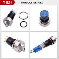 Interrupteur à bouton-poussoir électronique rotatif à verrouillage 16 mm 3A 250V avec LED, 2 ou 3 positions, en acier inoxydable, 1NO1NC 2NO2NC, industriel IP40