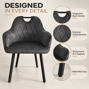 Silla de Comedor Tapizada en Terciopelo <span class=keywords><strong>con</strong></span> Respaldo Curvo y Patas de Metal Negro, <span class=keywords><strong>con</strong></span> Diseño de <span class=keywords><strong>Diamantes</strong></span>, para Restaurante, Hogar, Venta al por Mayor - Product Image 6