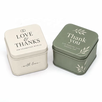 Boîte en fer blanc personnalisée en gros OEM, mini boîte carrée en fer blanc gaufré or rose et argent pour dragées de mariage