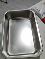 Plateau rectangulaire profond en acier inoxydable de 7 cm avec poignée pour buffet commercial