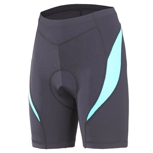 Pantalones Cortos de Ciclismo para Mujer, Cintura Media, Negros con Paneles Azul Claro, Poliéster, Impermeables, Secado Rápido, Corte Regular, Cintura Elástica, Cierre de Cremallera - Product Image 1
