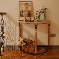 Table console en bois antique semi-circulaire pour entrée, salon, chambre ou hôtel et mobilier de maison