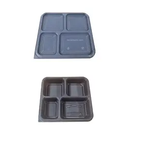 4 Compartment Food Container pp Microwave Disposable Take Away Lunch Bento Boxes with Lid