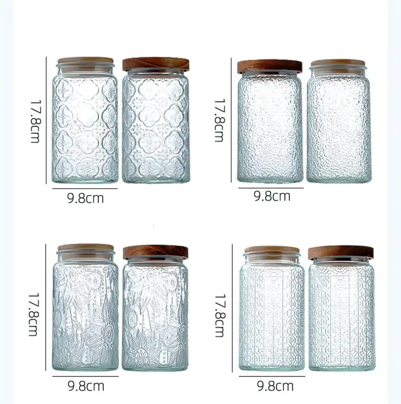 Großhandel 1 Gallone große Glasbehälter mit hölzernen Deckel für Wäschezimmer, große Kanister Reisbehälter Plätzchen-Glas