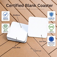 Alas Cangkir MDF Persegi 90x90mm 3mm Bersertifikasi CARB P2 EN71 untuk Sublimasi, Logo Kustom, Alas Cangkir MDFSUB