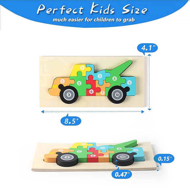 Wooden Cartoon 3D Dinosaur Animal Car Jigsaw Puzzle Board Games Baby ...