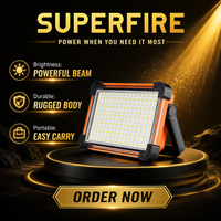 Lampe de travail LED SUPERFIRE, projecteur solaire à intensité variable, corps en ABS, portable, atelier, extérieur, étanche, 1100 lumens, IP54