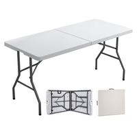 Table pliante moderne et portable en plastique HDPE de 6 pieds, facile à ranger, imperméable, pour pique-nique en plein air, fête, table à manger