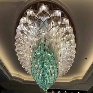 Lusso personalizzato contemporaneo lampadario in vetro a LED per interni di grandi dimensioni lungo decorativo per Hall <span class=keywords><strong>Hotel</strong></span> sala banchetti - Product Image 4