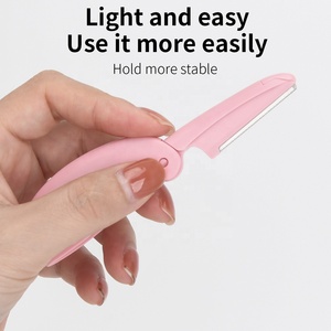 Nouveauté 2025 - Mini rasoir facial pliable en acier inoxydable - Lame arrondie - <span class=keywords><strong>Tondeuse</strong></span> à sourcils portable pour le rasage et le maquillage des femmes - Product Image 4