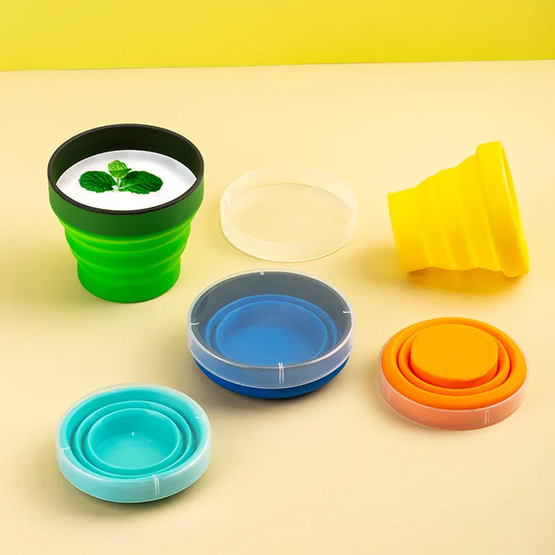 High quality hot selling custom outdoor 200ml 350ml retractable water collapsible silicone cup for travel camping