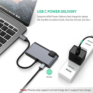 Loại C Để USB3.0 * 2 + HDMI + RJ 45 + Âm Thanh + USB-C Chuyển Đổi PD 6 Cổng Adapter 6-Trong-1 USB 3.0 C Hub Docking Station - Product Image 2