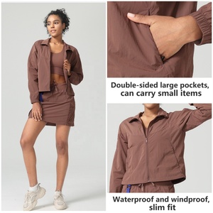 Deportes al aire libre cremallera Chaqueta <span class=keywords><strong>de</strong></span> carrera resistente al <span class=keywords><strong>agua</strong></span> Hiking Windbreaker Chaqueta Mujeres con bolsillo - Product Image 4