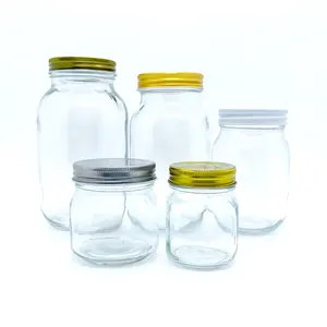 8Oz Lọ Thủy Tinh Thường Xuyên Đo Mason Jar Với Bạc Kim Loại Niêm Phong Nắp Cho Thực Phẩm Lưu Trữ Đóng Hộp Cho Uống Qua Đêm Yến Mạch Thạch