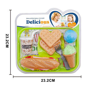 Ensemble de jouets de simulation repas de hamburger avec plateau, hot-dog, crème glacée, café, dessert, biscuits – Cadeau éducatif pour enfants pour jeu de rôle - Product Image 3
