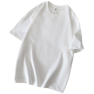 Camiseta OEM personalizada unisex 100% algodón, 260g, de alta densidad, lisa, de manga corta, corte holgado, informal, con logo impreso. - Product Image 2