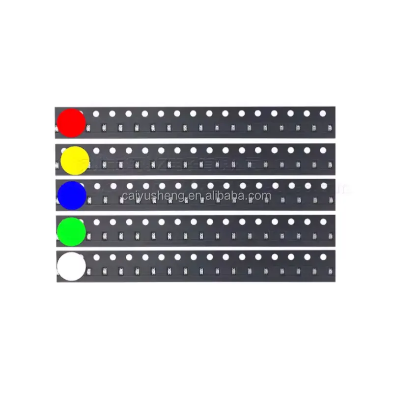 0603 светодиодная светоизлучающая трубка, образец упаковки с 5 видов цветов красного, желтого, синего, зеленого и белого, всего 100