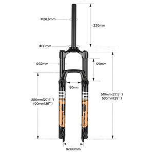 Horquilla de Suspensión Neumática Bolany de 32 mm y 120 mm de Recorrido para Bicicleta de Montaña de 27.5 Pulgadas, QR 9x100 mm, Modelo 7075, Amortiguadora - Product Image 5