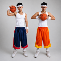 Fabricant de vêtements personnalisés OEM ODM, shorts de basket-ball pour hommes, longs, amples, en polyester, avec panneaux contrastés, streetwear