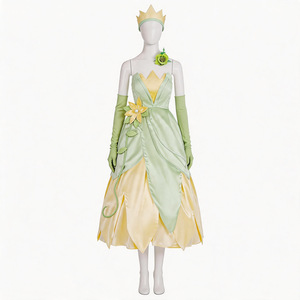 Costume de princesse grenouille, robe de cosplay verte et jaune, robe de fête d'Halloween pour femmes adultes, costume de jeu de rôle - Product Image 4