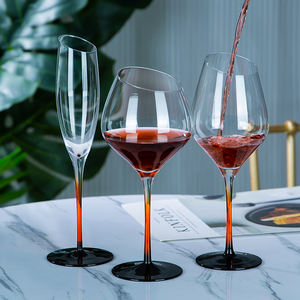 Verres à <span class=keywords><strong>vin</strong></span> à pied dégradés à la mode, faits à la main, avec bord incliné coloré, gobelets à <span class=keywords><strong>vin</strong></span> rouge - Product Image 2