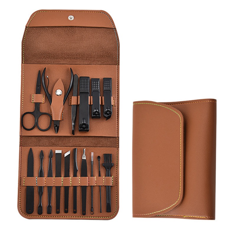 16 pièces/ensemble coupe-ongles Ensemble Coupe-ongles Sac Pliant En Acier Inoxydable Outil de Coupe Doigt Manucure outils manucure coupe-ongles
