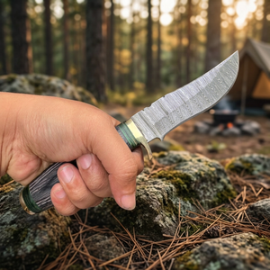 Handcrafted Industrial Grade Damascus Steel Fixed Blade Hunter/Camping Knife Wood Handle <b>Drop</b> Point Straight Edge 20 CM - Product Image 6