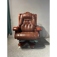 Fauteuil de bureau moderne de luxe, inclinable et pivotant, avec fonction de glissement électrique, ergonomique, en cuir véritable et structure en bois, pour cadre dirigeant
