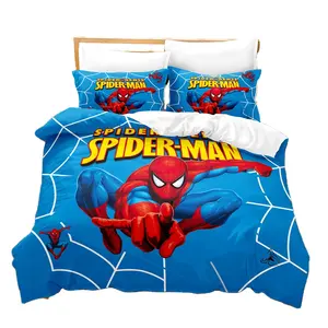 Set lengkap elegan dengan seprai gorden sarung bantal selimut Set 3D dicetak seri Marvel