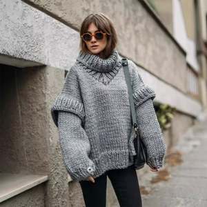 Cross-Border <strong>Boom</strong> Autumn and Winter Women's High-Neck MID-Length Knitted Sweater Women Europe and Loose Knitted Sweater Dress - Product Image 2