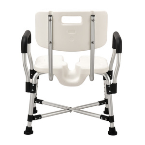 Wheeled Commode Chair For Elderly And Disabled Shower <b>Bath</b> Seat With Backrest And Armrests <b>Portable</b> Toilet Stool - Product Image 5