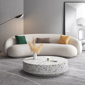 घरेलू फर्नीचर आधुनिक डिजाइन लिविंग रूम सेट नॉर्डिक 4 सीटर अद्वितीय आरामदायक कपड़े मखमली सफेद सोफा - Product Image 3