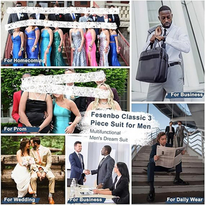 Trajes de <span class=keywords><strong>Hombre</strong></span>, Esmoquin Ajustado de 3 Piezas, Trajes de Novio <span class=keywords><strong>para</strong></span> Boda, Blazer, Trajes de 3 Piezas, Vestido de Poliéster, Traje de Novio - Product Image 6