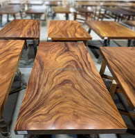 Meubles de cuisine en bois prix d'usine de luxe dessus de table de salle à manger en dalle de bois massif de noyer bord vivant