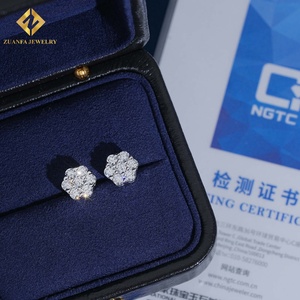 Classic Luxury Style Iced Out Lab Grown Diamond Earring <b>Honey</b> Comb Round Brilliant Cut 925 Silver Round Stud Earrings Screw Back - Product Image 6