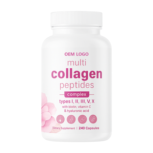 Capsules molles de complexe multicollagène OEM 240, acide hyaluronique de types I, II, III, V, X, vitamine C, suppléments à base de plantes pour adultes et nouveau-nés - Product Image 1