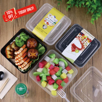 Boîte à lunch jetable carrée en plastique PP épais certifiée CE avec couvercle, capacité 500/650/750/1000 ml, pour plats à emporter et nouilles