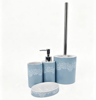 Ensemble de salle de bain en céramique BX 4 pièces avec distributeur de savon, gobelet, porte-brosse de toilette, porte-savon, ensemble d'accessoires de salle de bain
