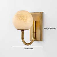 Lámpara de Pared de Lujo de Latón Vintage con Mármol y Luz Blanca Cálida para Cabecera de Dormitorio, Entrada, Sala de Estar, Decoración del Hogar