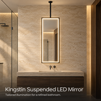 Kingstin Miroir suspendu en acier inoxydable pour salle de bain, cadre personnalisable, 3 couleurs de lumière, antibuée, moderne