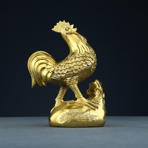 Copper Rooster Figurine With Money Bag Feng Shui Home Decor Indoor Tabletop <b>Ornament</b> Chinese New Year Gift - Product Image 2