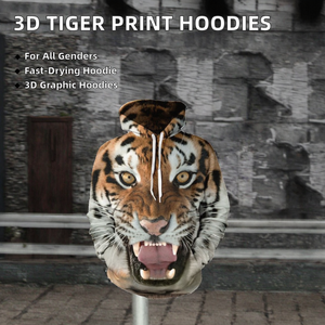 Fitspi all'ingrosso <span class=keywords><strong>tigre</strong></span> 3d <span class=keywords><strong>felpa</strong></span> con cappuccio stampata alla moda Casual a maniche lunghe <span class=keywords><strong>felpa</strong></span> per l'autunno - Product Image 2