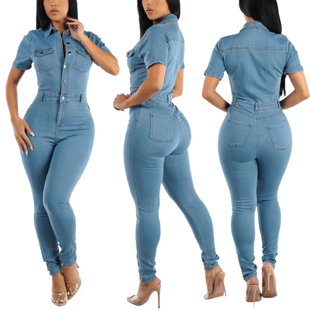 2024 Schlussverkauf hochwertige Sommer Streetwear Damenbekleidung Jeans sexy Mode Slim-Fit Jumpsuit Jeans Damen-Pantdenim