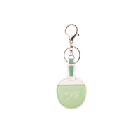 Porte-clés minimaliste en forme de raquette de tennis de table, en cuir PU avec clip métallique, pour sac à main et bagages quotidiens