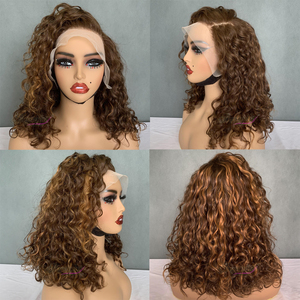 Perruque Bob SDD couleur piano P4/30, 14 pouces, boucles luxueuses, dentelle frontale complète 13x4, dentelle transparente, 100% cheveux humains, pour revendeurs - Product Image 4